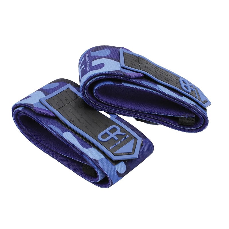 PR Personal Record Elbow Wraps for Weightlifting - Heavy Duty Construction, 25% More Elasticity, Reinforced Stitching, Extra Wide Fastener, Easy to Adjust, (Blue Camo) - Image 1